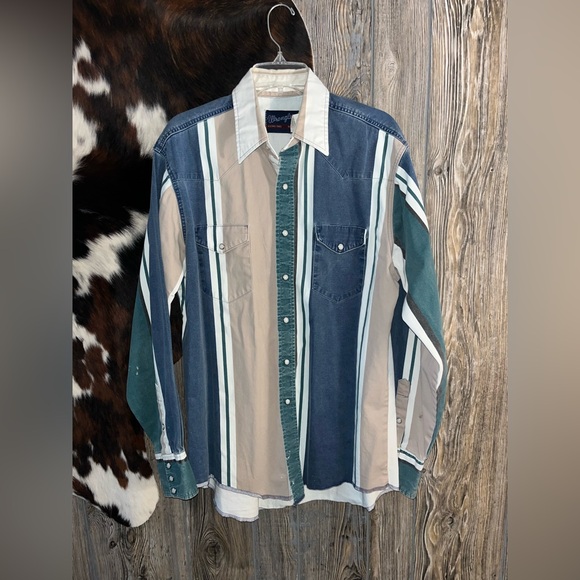 Camicia Wrangler Brushpopper Cowboy A Righe - Taglia 2XL, Cotone, Autentico Stile Western - Foto 3